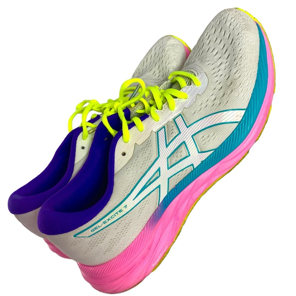 ASICS Superbright Running Shoes White, Hot Pink, Neon Yellow Women’s Siz… - Picture 3 of 4